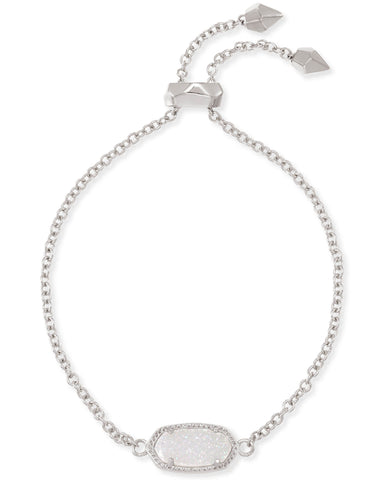 Kendra Scott Elaina Silver Adjustable Chain Bracelet in Iridescent Drusy