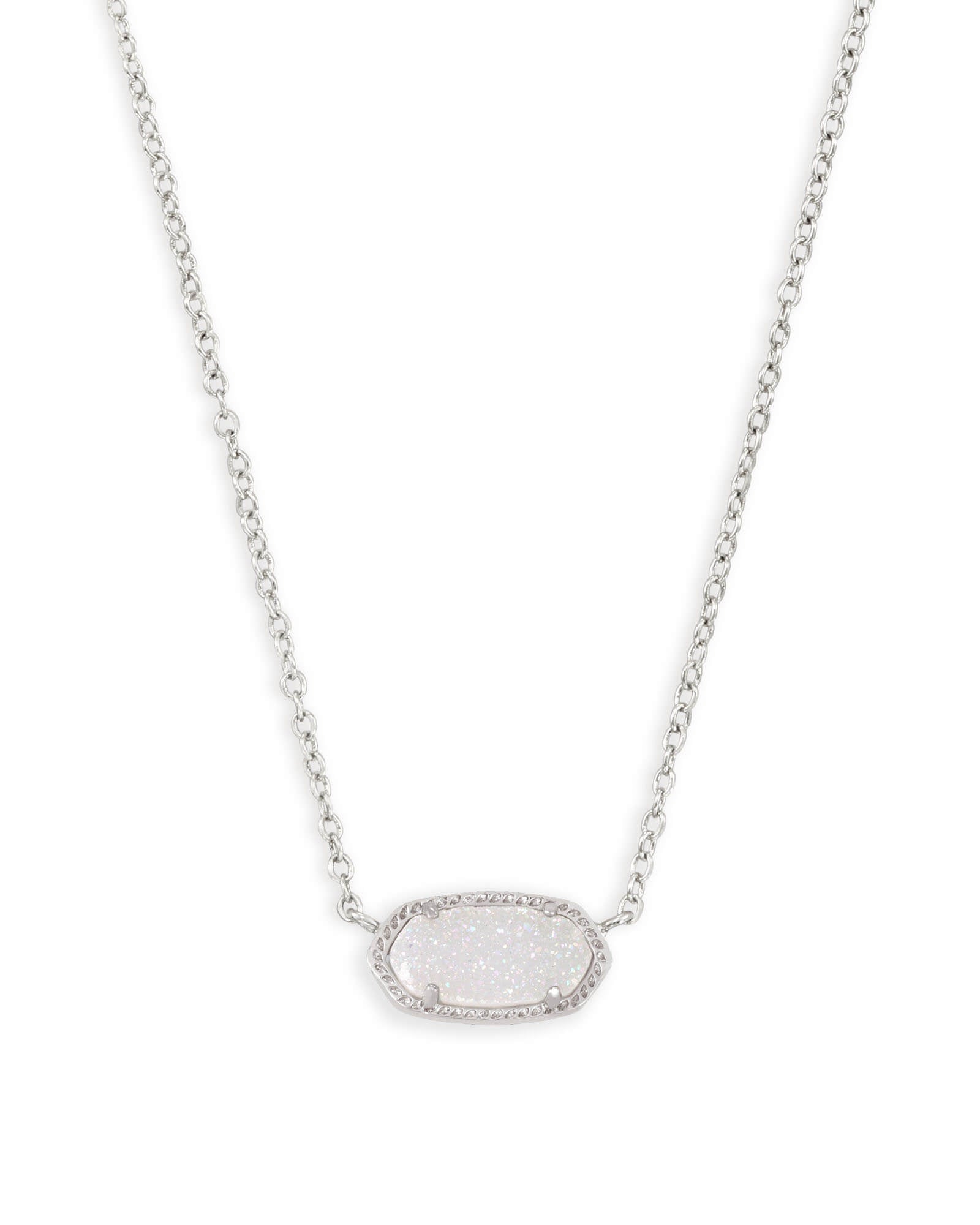 Kendra Scott Elisa Silver Iridescent Drusy Necklace