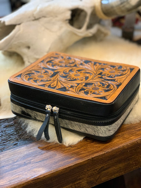 Tooled Hide Jewelry Case