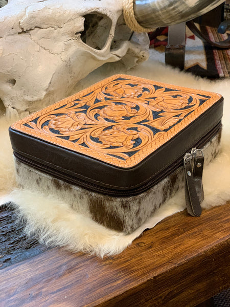 Tooled Hide Jewelry Case